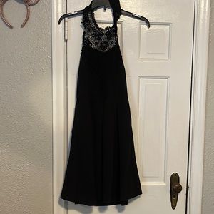 Black halter dress with lace halter
